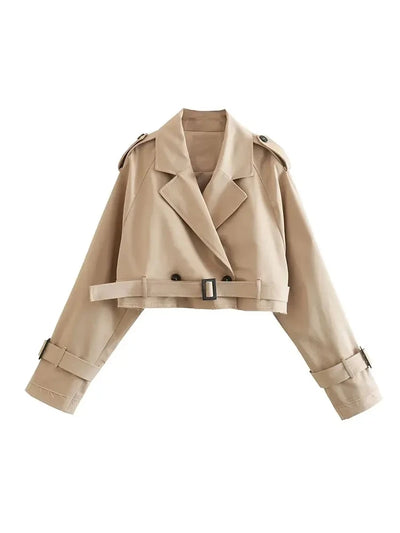 Women's Cropped Trench Coat Beige