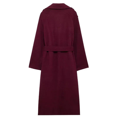 Women's Woolen Classic Coat Burgundy