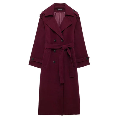 Women's Woolen Classic Coat Burgundy