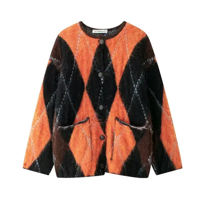 Women's Knitted Cardigan Orange