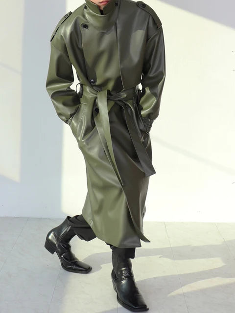 Men's Oversized Trench Coat Green