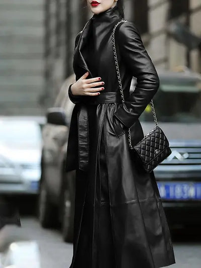 Women's Leather Trench Coat