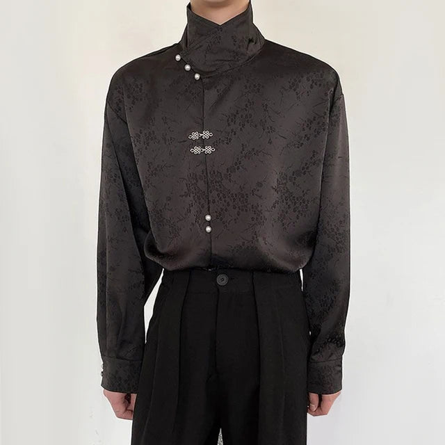 Men's Satin Blouse Black