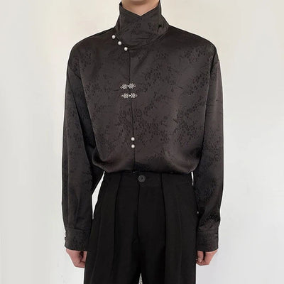 Men's Satin Blouse Black