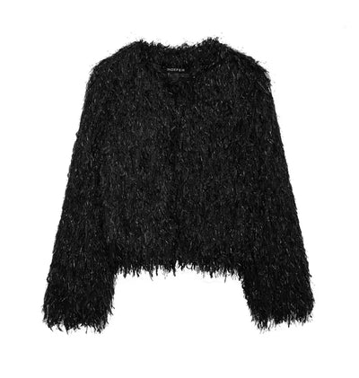 Women's Vintage Fluffy Coat Black