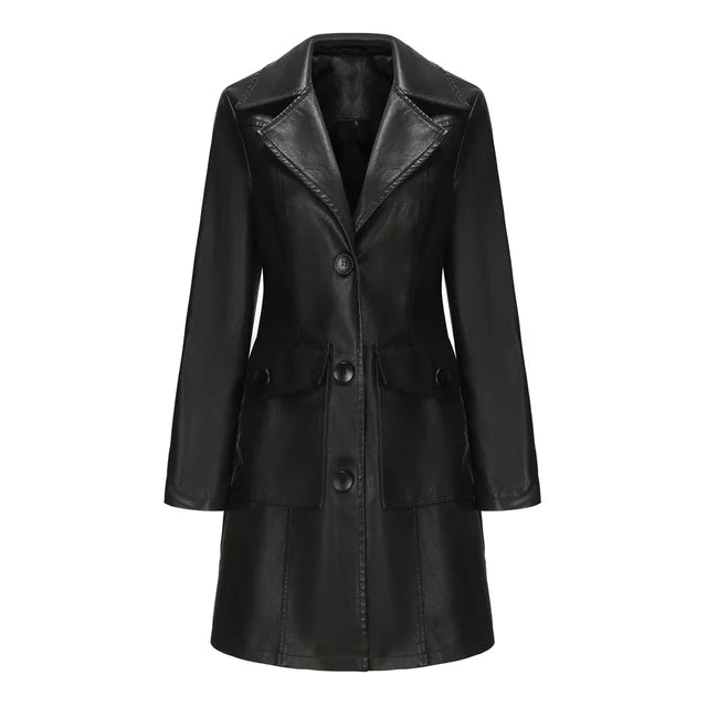 Women's Leather Coat Black