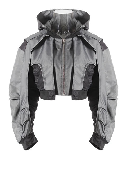 Women's Hooded Bomber Gray