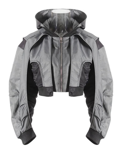 Women's Hooded Bomber Gray