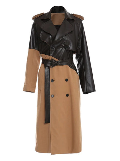 Women's Leather Trench Coat Brown