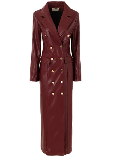 Women's Extra Long Trench Coat Burgundy