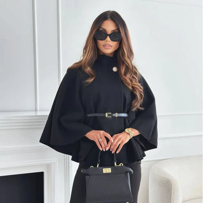 Women's Elegant Cape Jacket Black