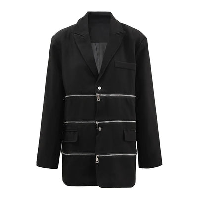 Women's Zipper Blazer Black