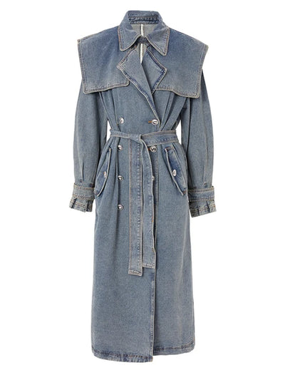 Women's Denim Trench Coat Blue