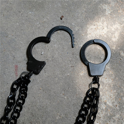Handcuffs With Spring Chain Handcuffs Belt Chain | Goth N' Rock
