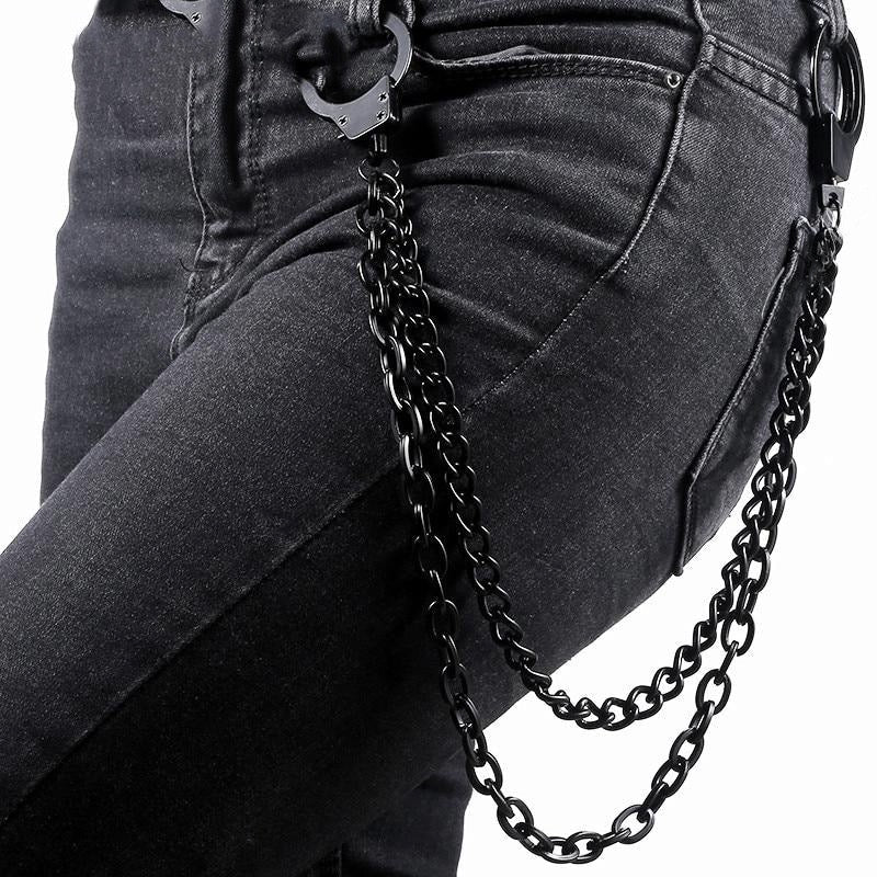 Handcuffs With Spring Chain Handcuffs Belt Chain | Goth N' Rock
