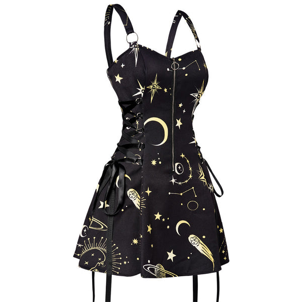 Celestial Moon Dress, Black / XL