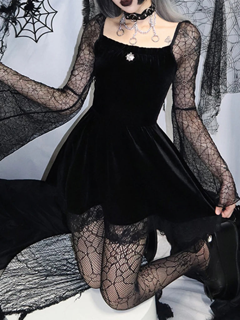 Black Velvet Dress, Black / S Black Velvet Dress, Black / S