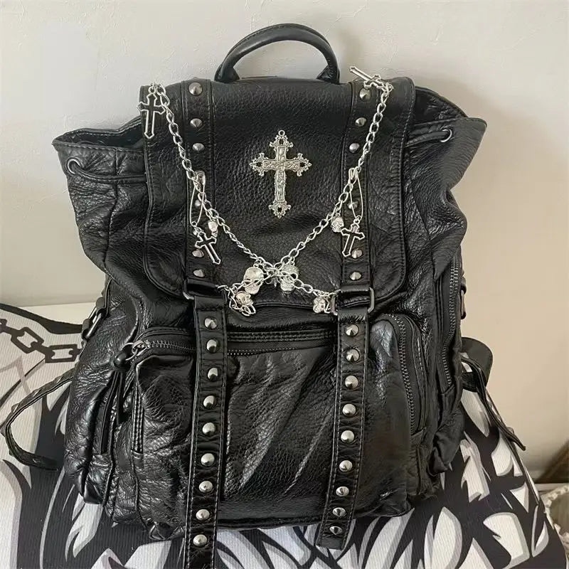 Gothic Leather Back Pack Goth N Rock gothic-leather-back-pack-goth-n-rock