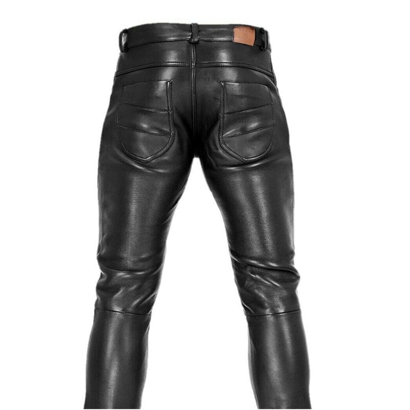 Men’s motorcycle leather pants — Side and leg detail