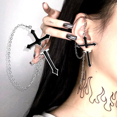 Trendy Metal Cross Earrings