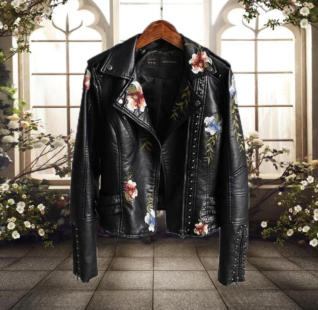 Floral Leather Jacket