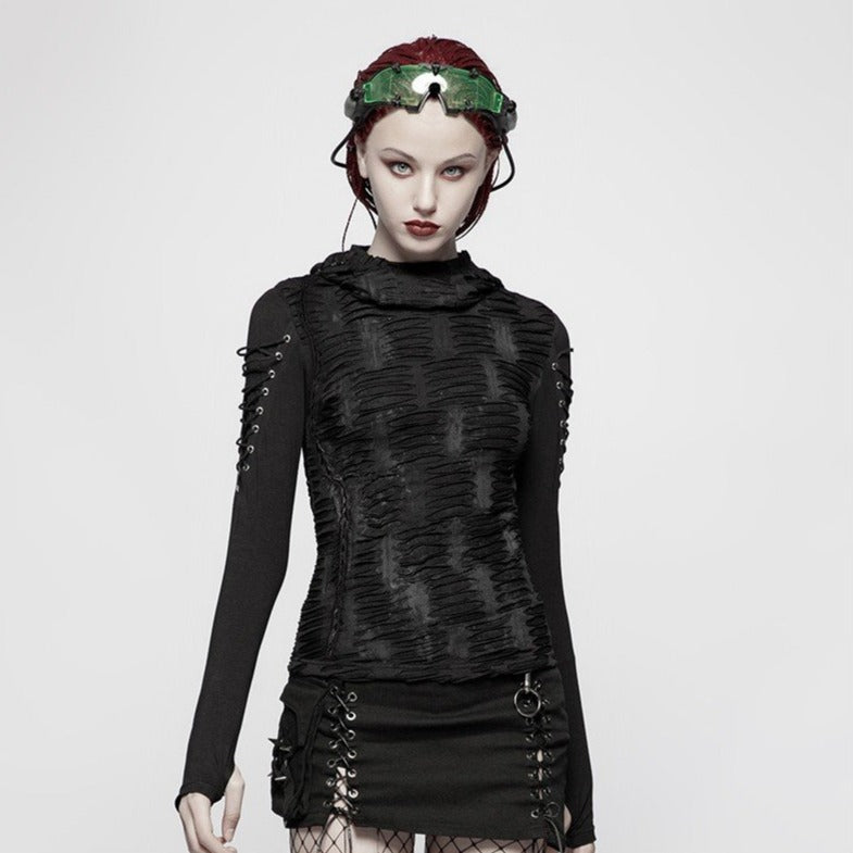 Sweat à Capuche Gothique Avec Chaîne - Crop Top Manches Longues, Style Streetwear Y2K Pour Femme