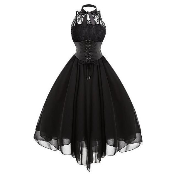 gothic dresses Victorian Gothic Stand Collar Lace Velvet Slit Dress main image 1