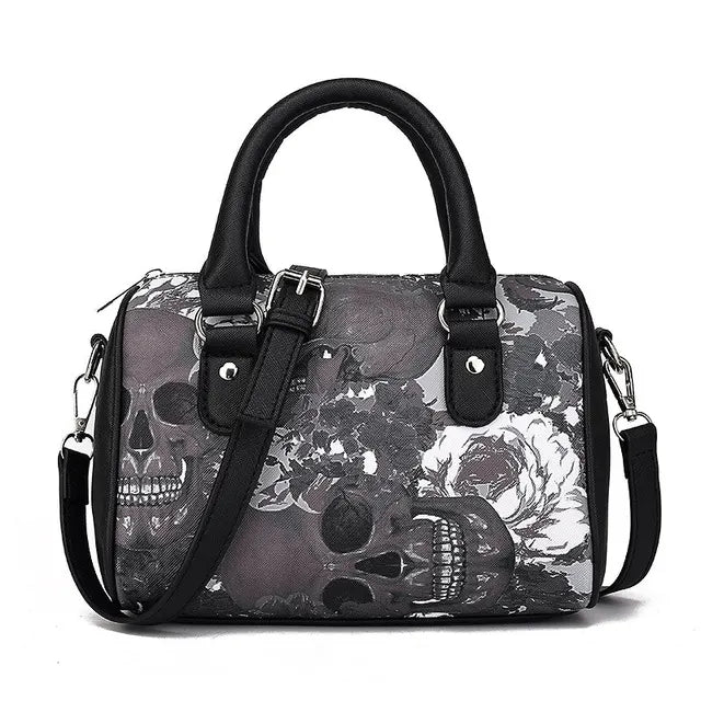 Women's Skull Crossbody Bag - Gothic PU Clutch Purse With Removable Chain Strap